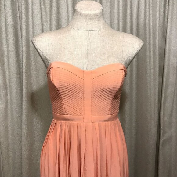 Parker 'Bayou' Strapless Silk Gown / Maxi Dress Coral Pink Small - Picture 6 of 16